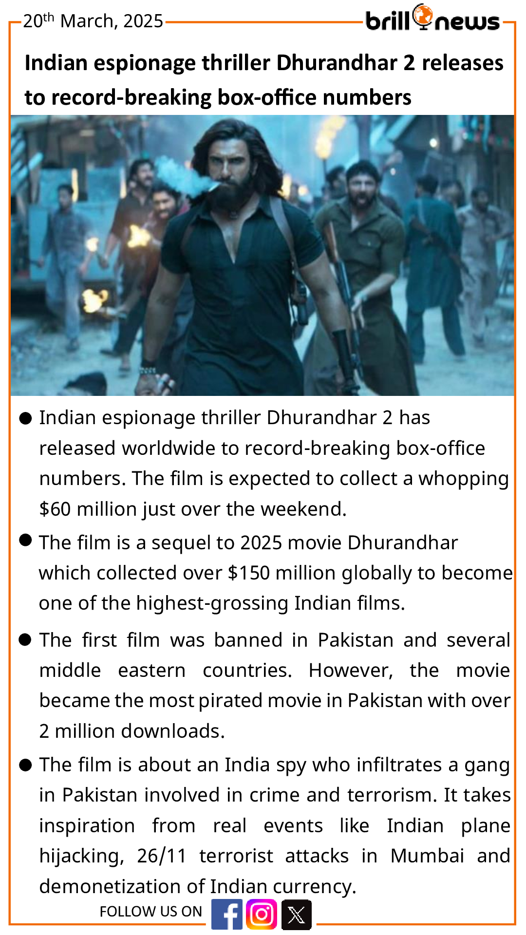 Indian espionage thriller Dhurandhar 2 releases to record-breaking box-office numbers